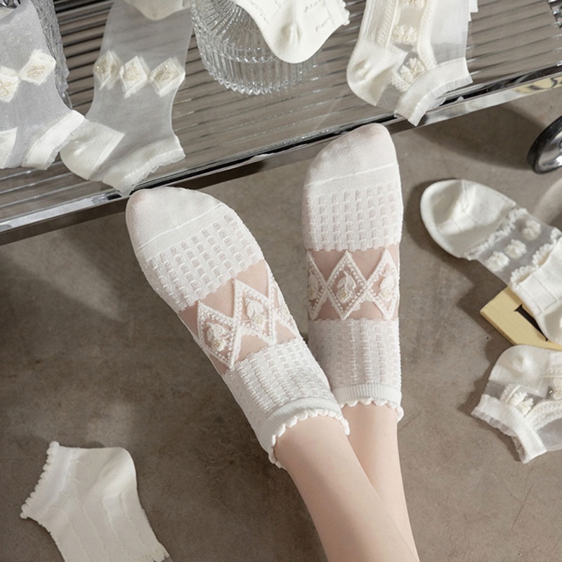 Set 5 Đôi Vớ Ren Mỏng Xuyên Thấu Thời Trang Cho Nữ