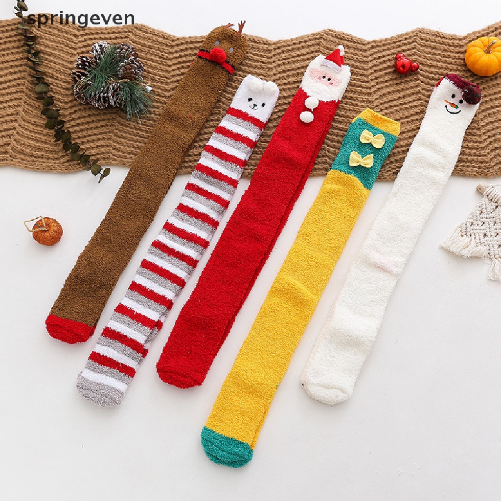 1 Đôi Tất Chân Giữ Ấm Họa Tiết Hoạt Hình Phong Cách Giáng Sinh