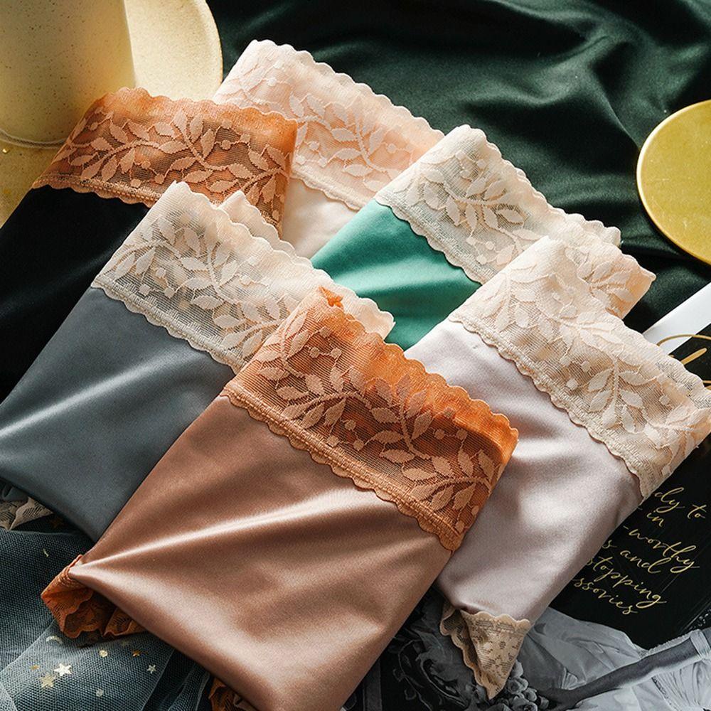 OCEANMAP Quần Lót Lụa Satin Không Đường May Thoải Mái Cho Nữ