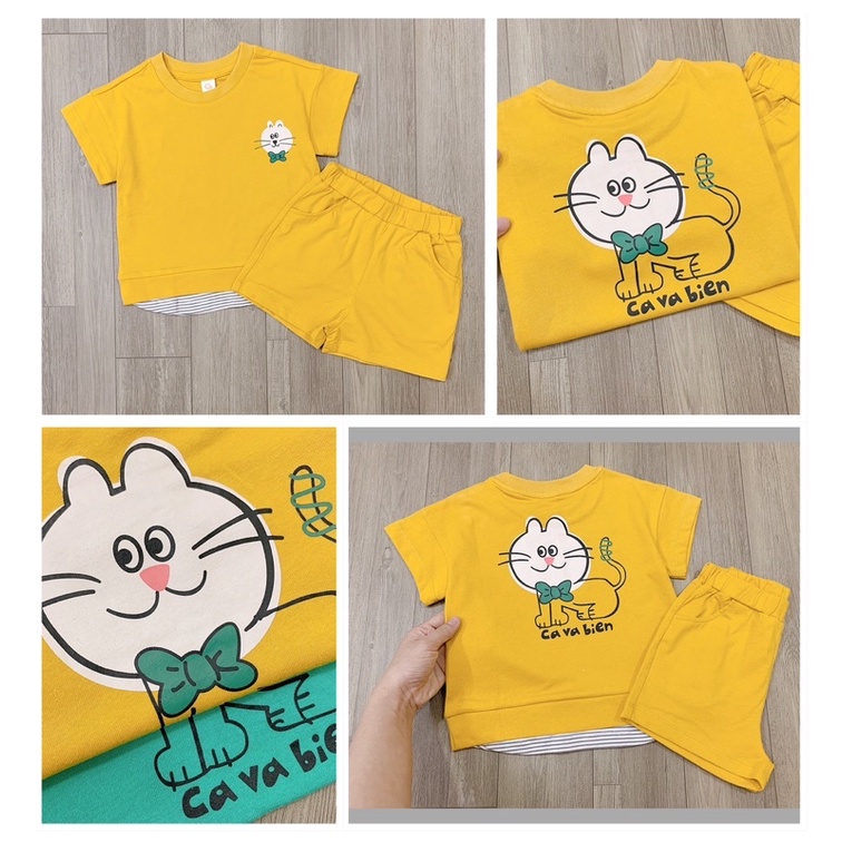 Set MilkMile xuất Hàn dư xịn hoạ tiết “mèo con” cho bé trai/ bé gái