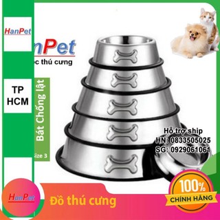 Hanpet.gv- bát / chén ăn inox không gỉ- chống lật size 3 dành cho chó 7 đến 20kg - 353c