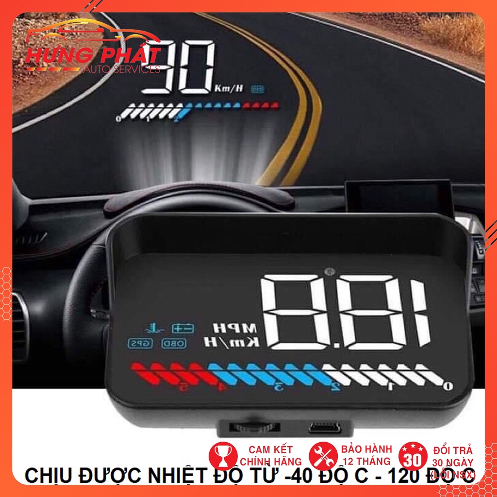 Màn Hình Hắt Kính HUD M7, Hiển Thị Tốc Độ Và Cảnh Báo Tốc Độ Ô Tô, Xe Hơi Cắm Cổng OBD2 + USB GPS