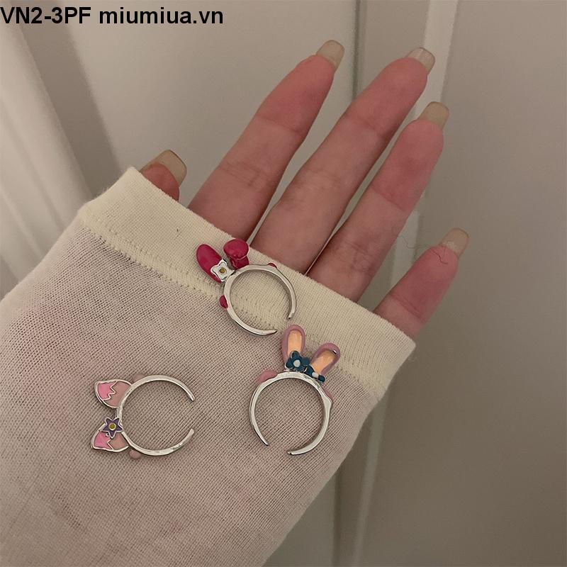 Nhẫn Hở Hình Tai Thỏ Hoạt Hình Đáng Yêu Trang sức Thời trang Cá Tính Hàn Quốc