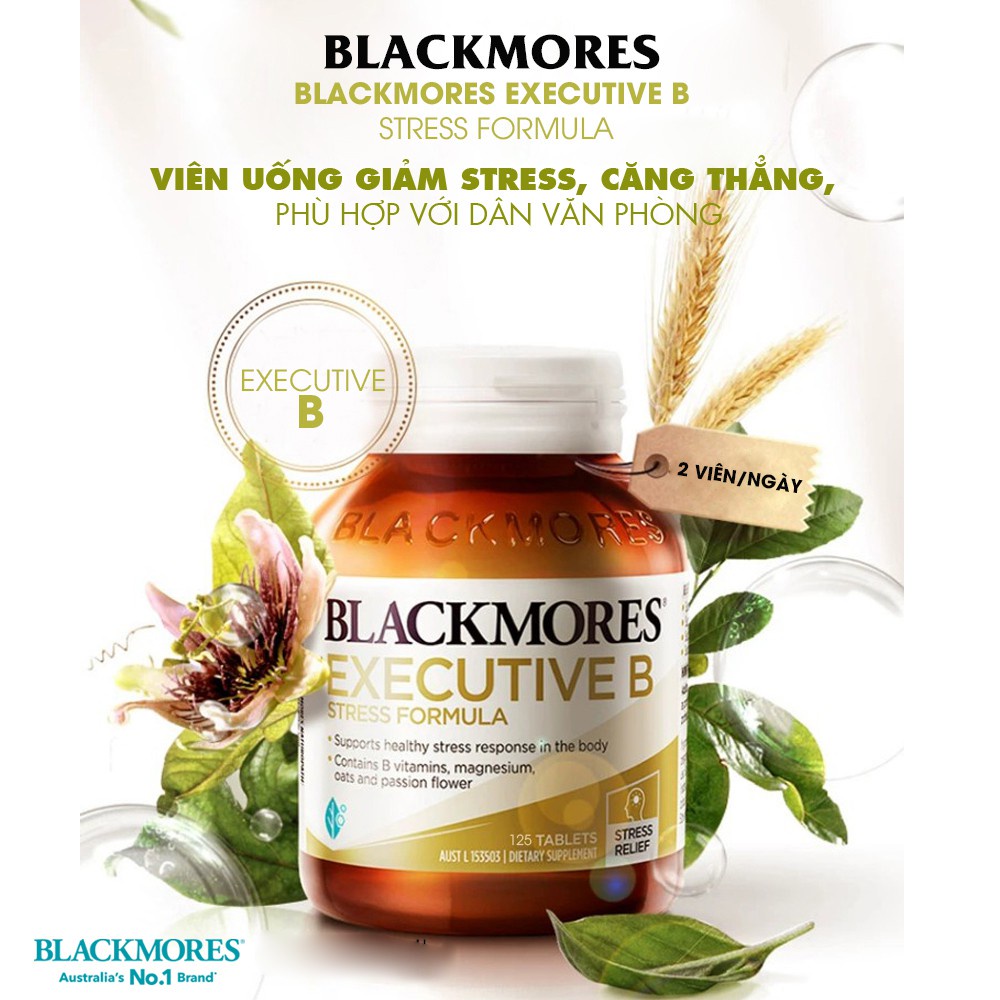 Viên uống giảm stress, căng thẳng Executive B Stress Formula Blackmores Úc 125 viên