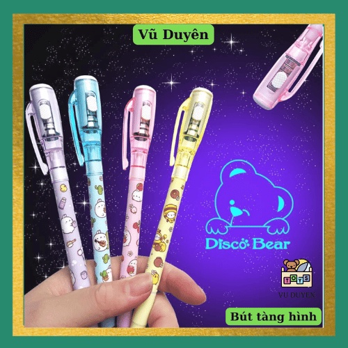 Bút soi đèn tàng hình màu hồng, vàng, xanh, tím, bút viết tin nhắn bí mật mẫu gấu sôi động