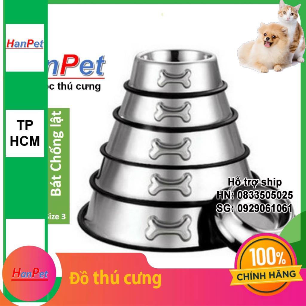 HCM-Bát / chén ăn inox KHÔNG GỈ - chống lật size 3 dành cho chó 7 đến 20kg  (đường kính 22cm)- hanpet 353c