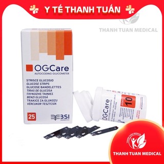 Que thử đường huyết ogcare hộp 25 que và 50 que - dùng cho máy đo đường huyết ogcare