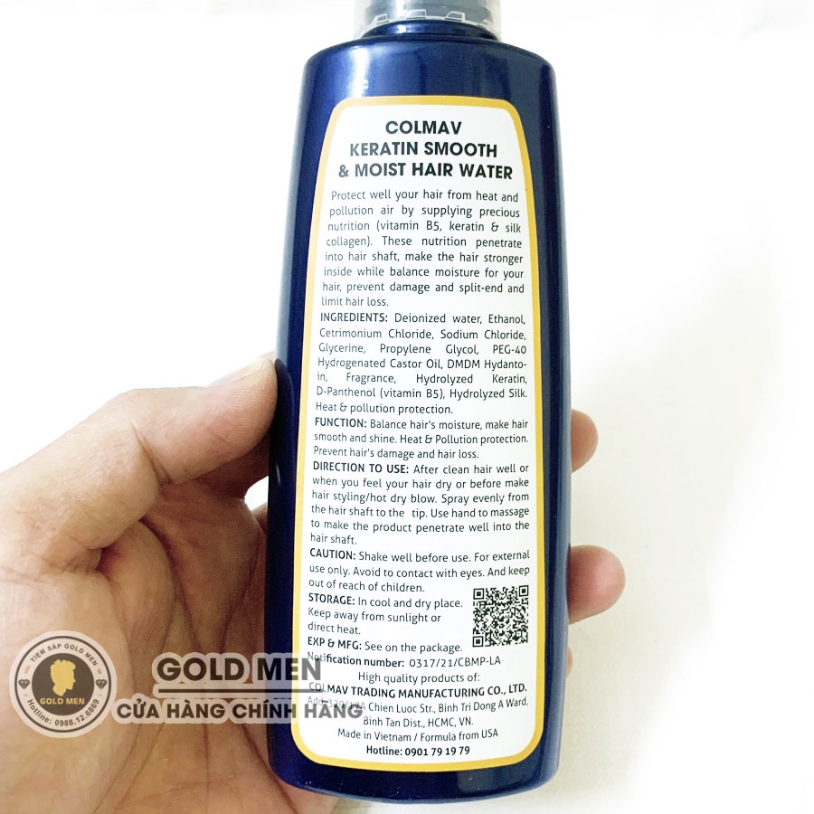 Xịt dưỡng tóc Colmav Keratin Smooth & Moist Hair Water