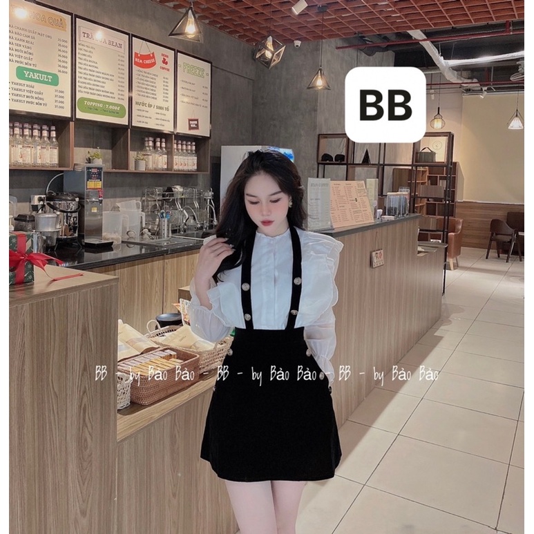 Áo sơ mi trắng 2 dây mix chân váy sang chảnh hàng loại 1