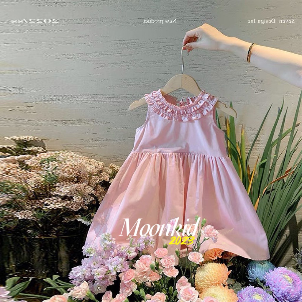 Váy đầm bé gái-Cổ bèo thắt nơ sau lưng siêu đẹp