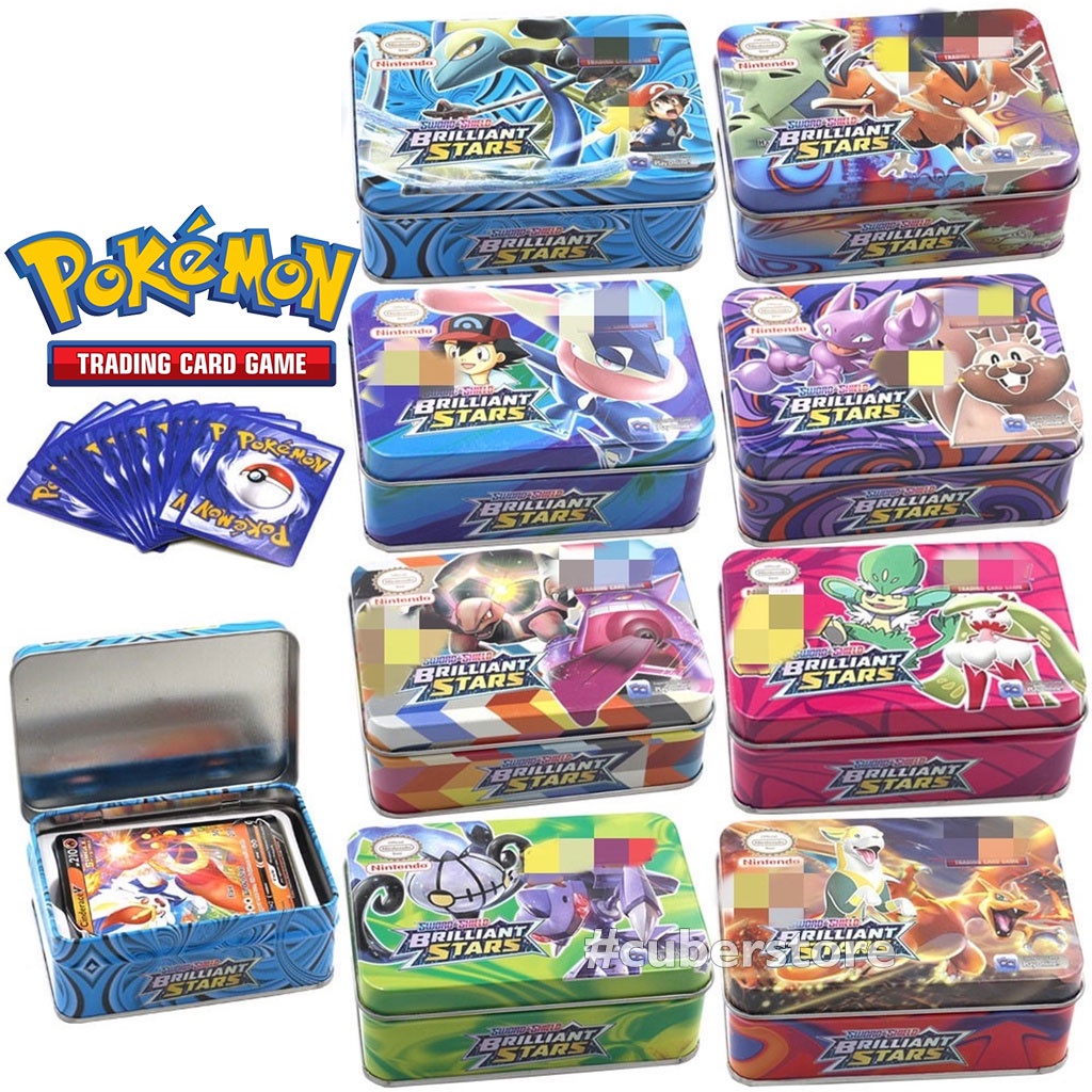 Bộ 42 Thẻ Bài Pokemon Hộp Sắt Tiếng Anh Tặng Kèm Thẻ Tráng Nhũ Siêu Đẹp. Đồ Chơi Thẻ Bài Pokemon Trading Cards Trẻ Em.