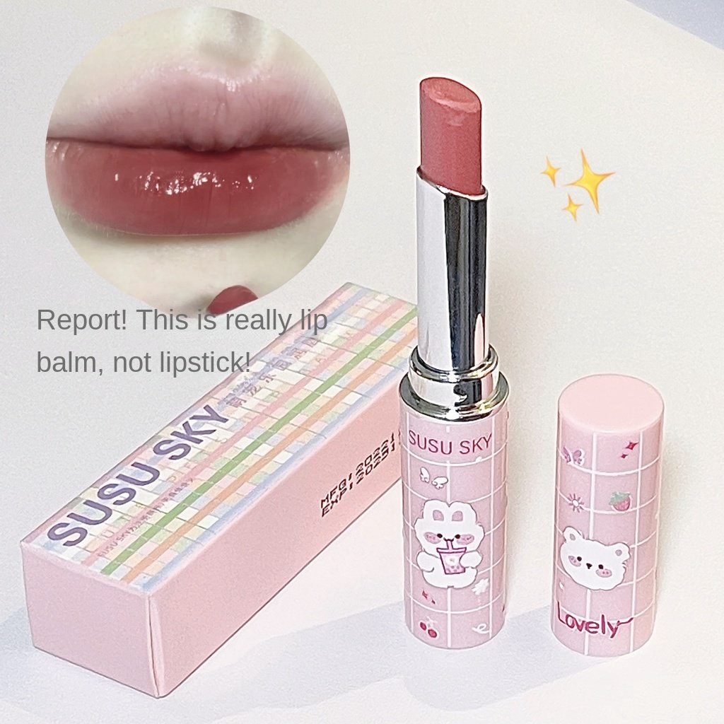 Son Môi Dưỡng Ẩm Chống Thấm Nước Không Dễ Phai Màu Thiết Kế Vỏ In Hình Gấu Dễ Thương