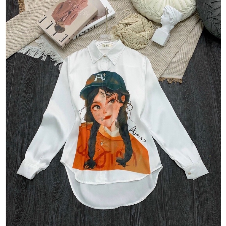 Áo sơ mi trắng in nhiệt, Có big size