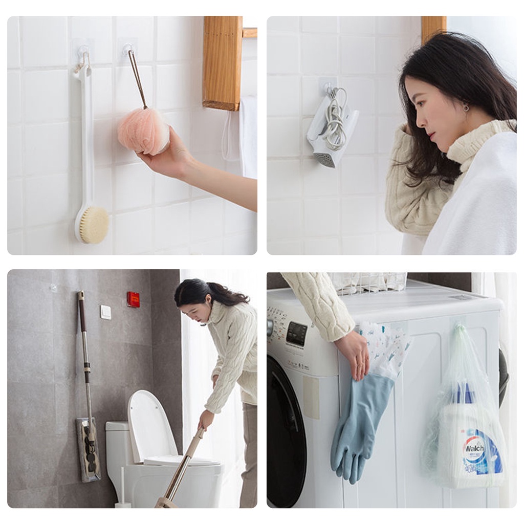 Set 20 Móc Treo Đồ Dán Tường Trong Suốt Chịu Tải Nặng Có Giác Hút Cho Nhà Bếp Nhà Tắm