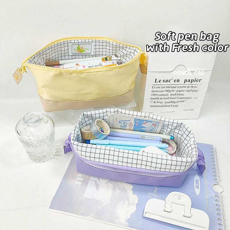 Túi Đựng Bút Mềm Họa Tiết Caro Nhiều Màu Sắc Có Thể Gập Lại Cho penlab c7169