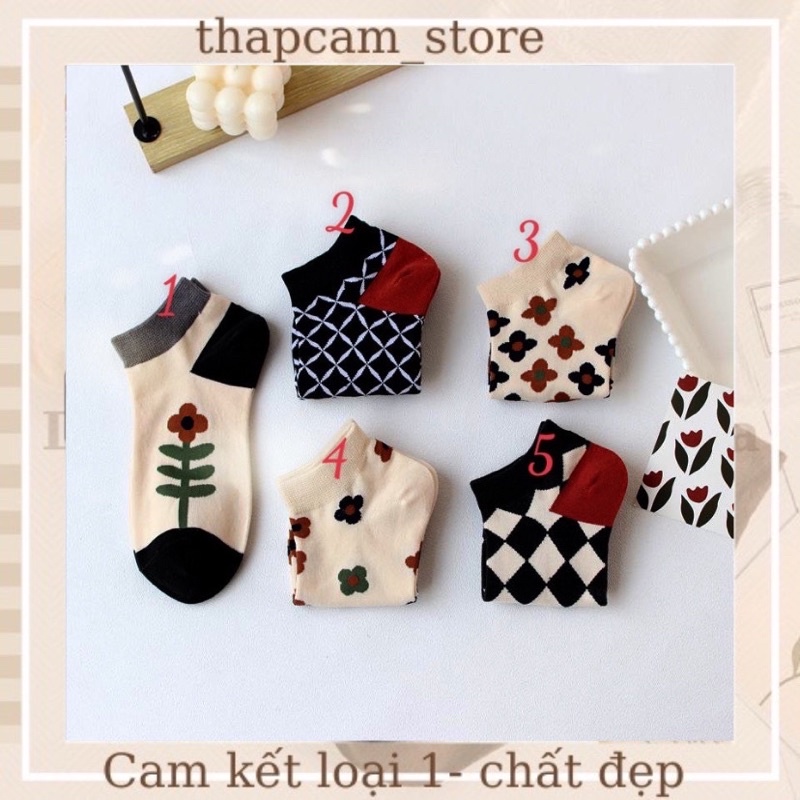 Tất vớ cổ ngắn hình bông hoa phong cách Vintage (Hot)
