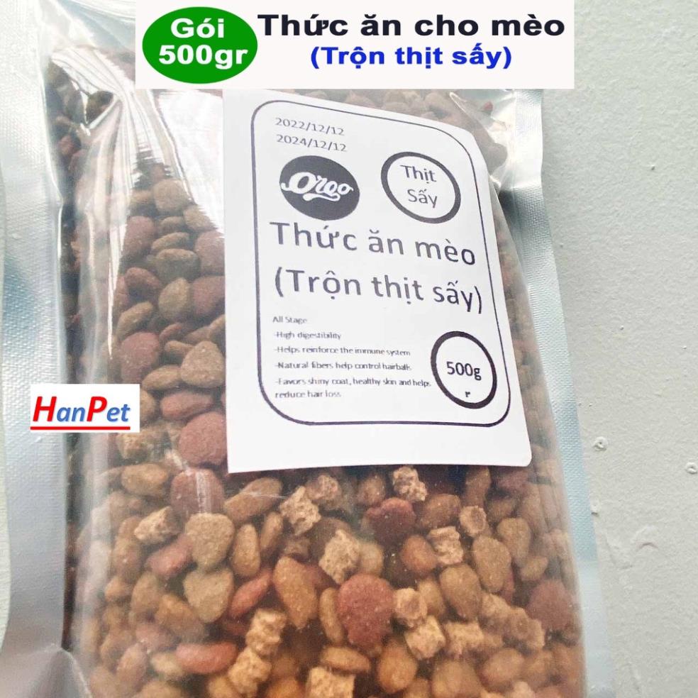 Thức ăn cho mèo 500gr Trộn thịt sấy