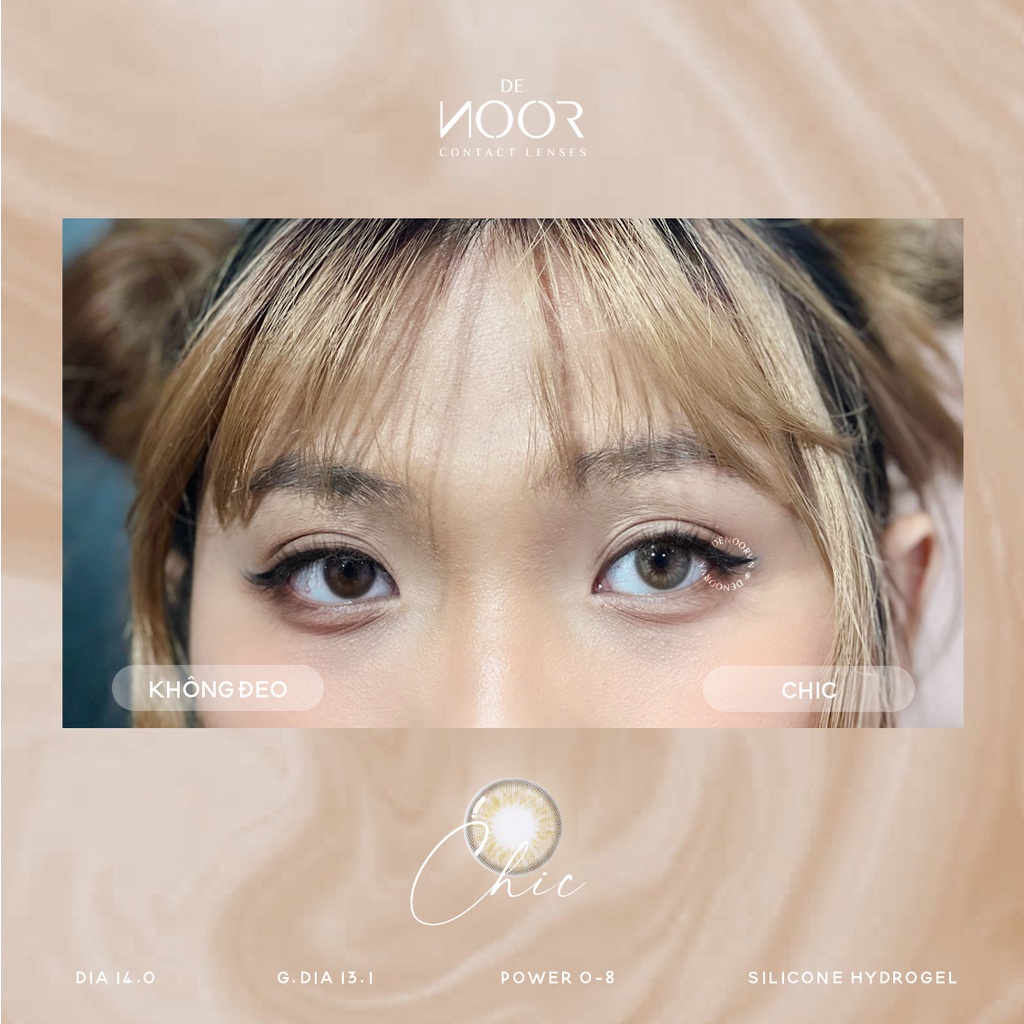 Chic - Lens Nâu Trà Sữa Giãn Nhẹ Hot Tiktok - Silicone Hydrogel Siêu Êm - Chính Hãng Hàn Quốc - DeNOOR