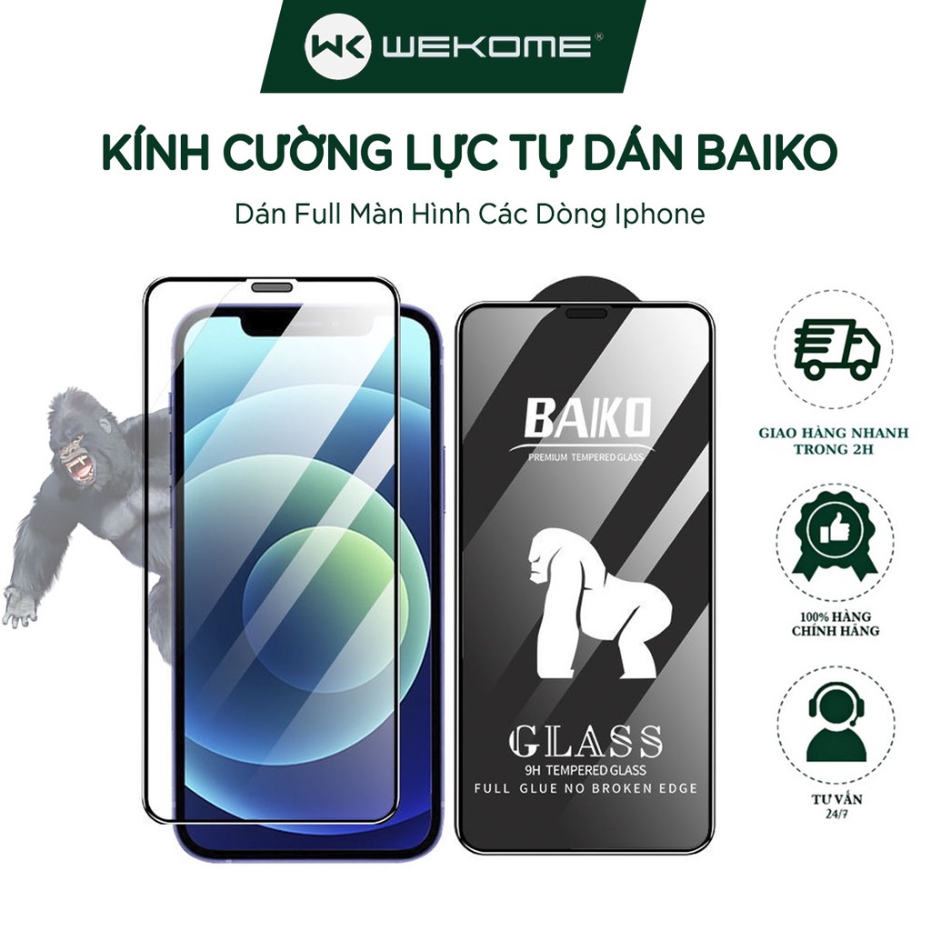 Cường lực iphone 3D Wekome Baiko chính hãng trong suốt chống va đập bảo vệ màn hình điện thoại ip x/xs/xsmax/xr/11/11pro