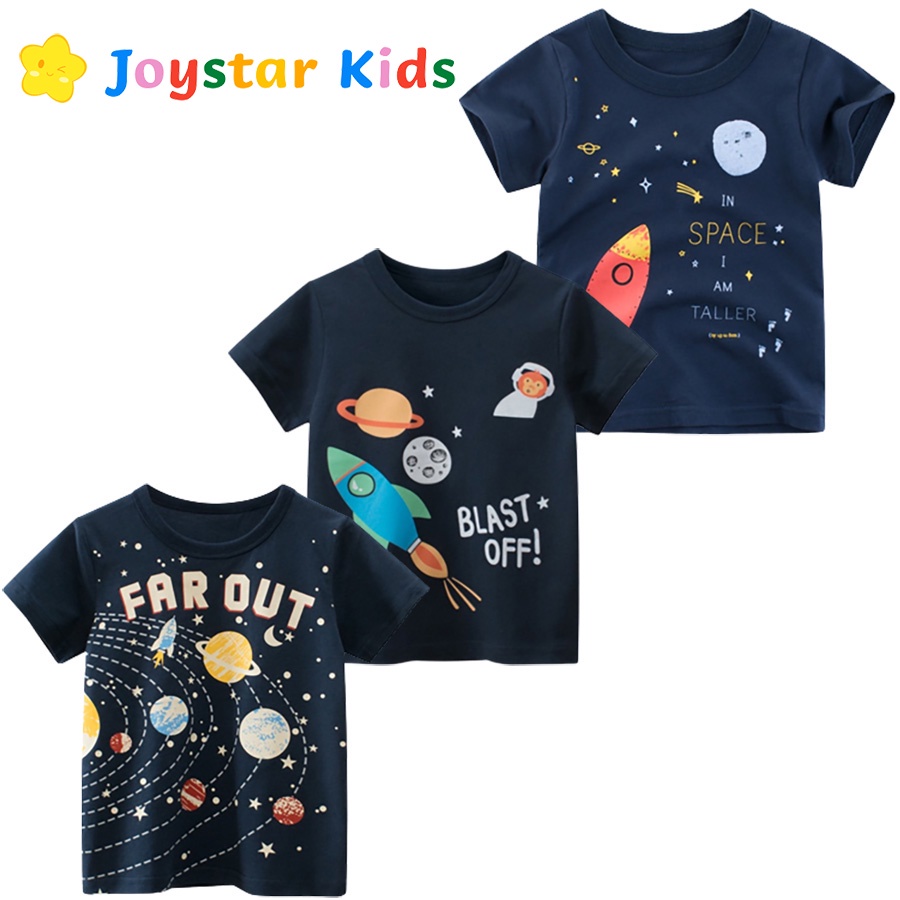 Áo bé trai in hình không gian chất cotton áo thun bé trai cộc tay