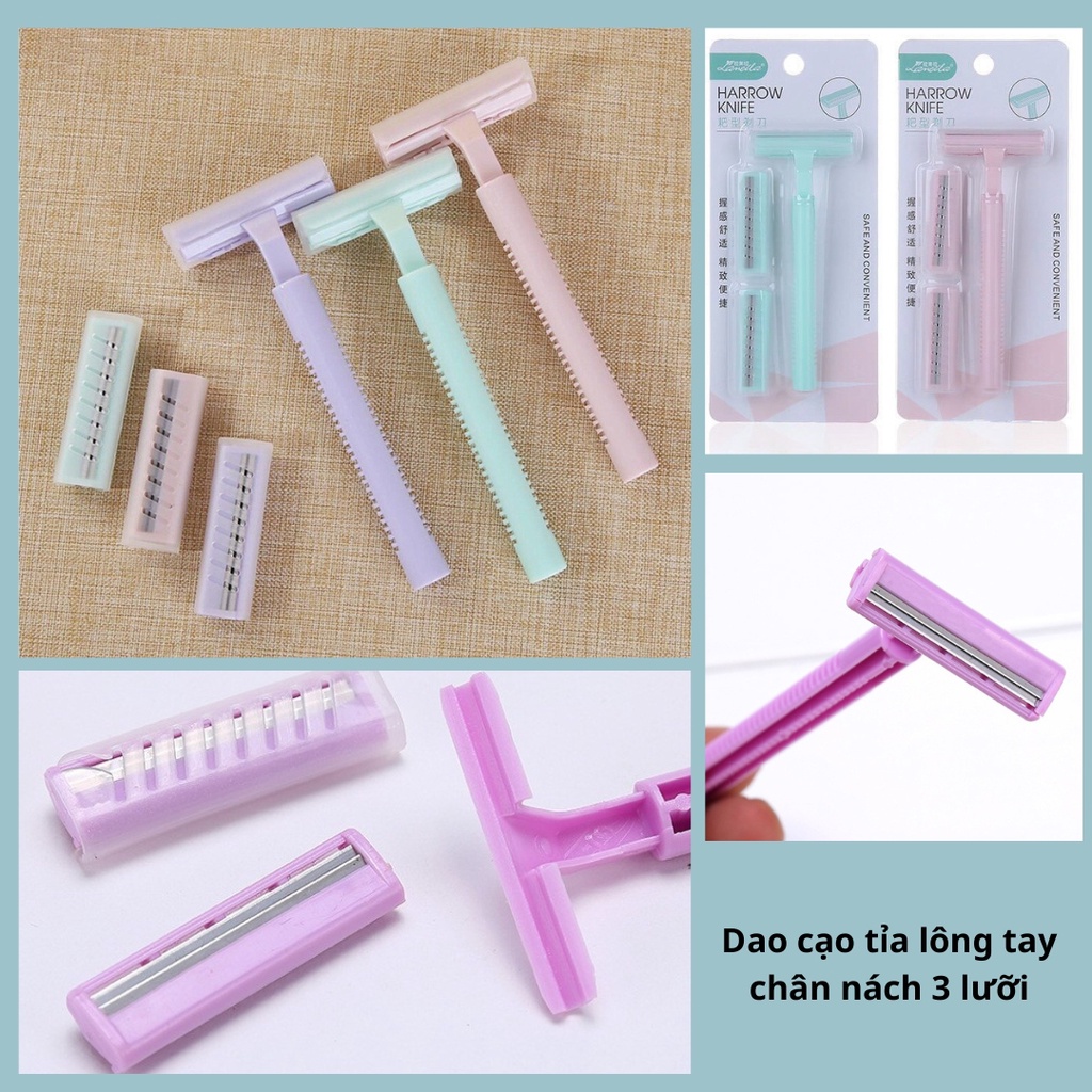 Dao cạo râu tỉa lông tay chân nách đa năng 3 lưỡi Lameila