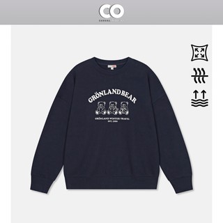  Áo sweater unisex nam nữ SPAO thêu hình gấu form oversize - Màu navy
