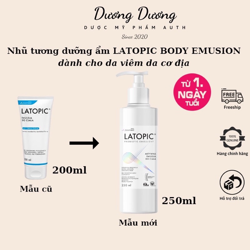 Nhũ tương dưỡng ẩm, dịu ngứa da dị ứng, kích ứng toàn thân LATOPIC Body Emulsion 250 ml chính hãng