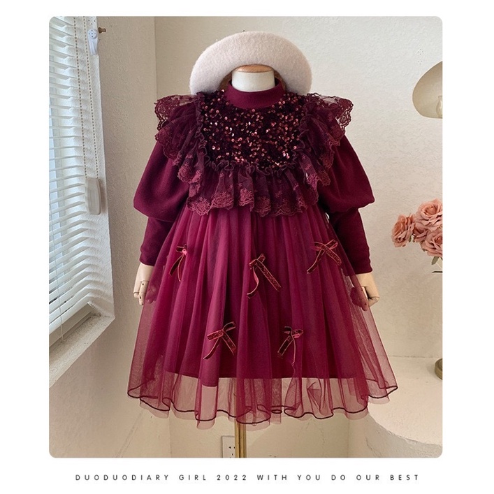 váy công chúa đính kim sa Qccc, lớp lót nhung dày siêu ấm bên trong. hàng dành cho đại hàn các mom nhé. siêu đẹp