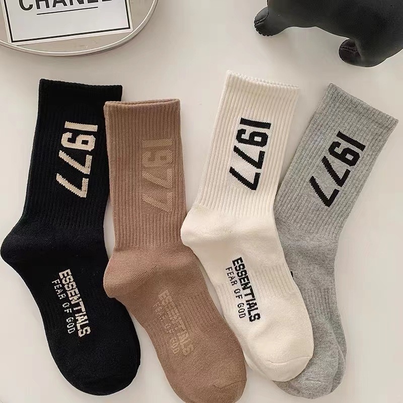 Vớ Cotton Unisex Thoáng Khí Màu Sắc Đơn Giản Phong Cách Đường Phố Harajuku Năm 1977