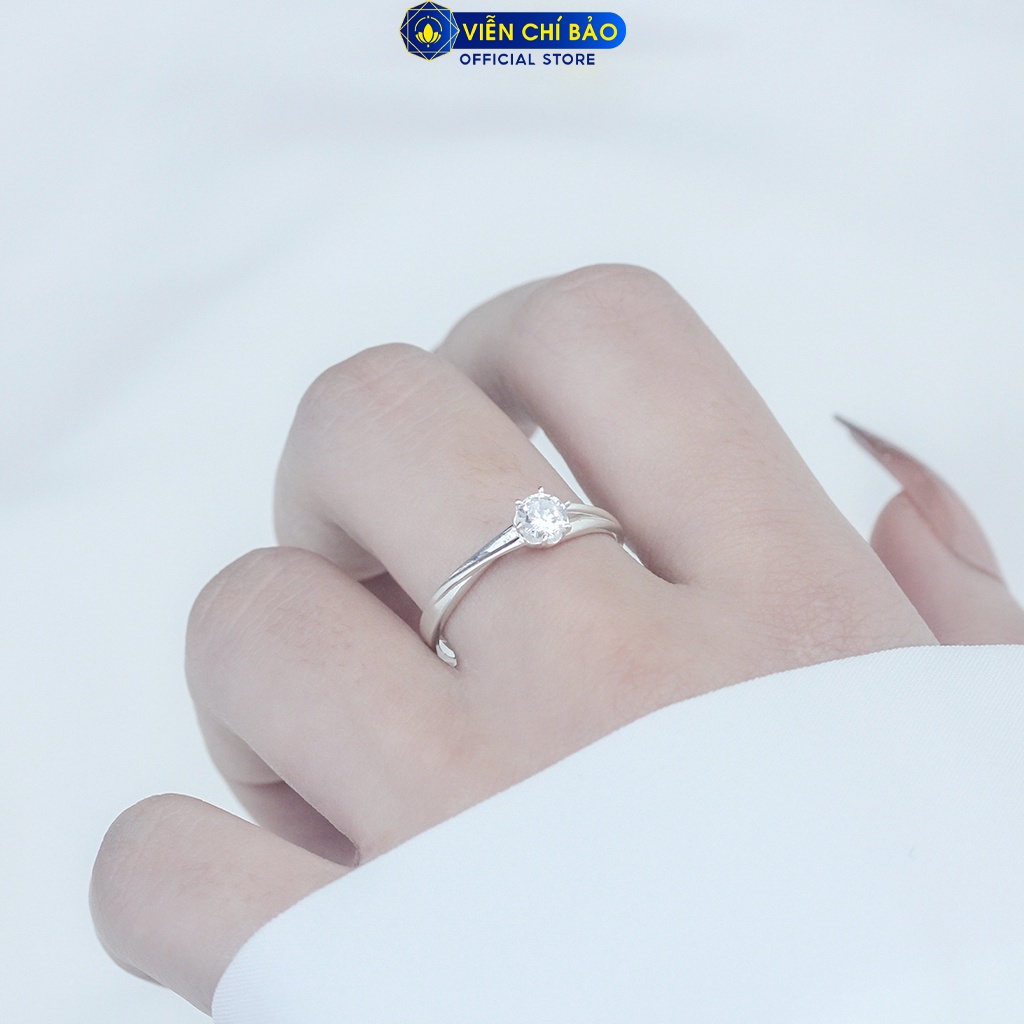 Nhẫn bạc nữ xoắn đính đá chất liệu bạc 925 thời trang phụ kiện trang sức Viễn Chí Bảo N400588