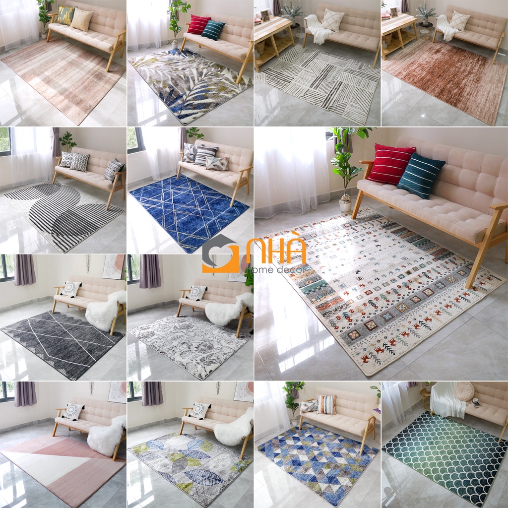 Thảm Lông Sợi Ngắn Victoria Cao cấp Họa Tiết Hình Học Đơn Giản Sang Trọng