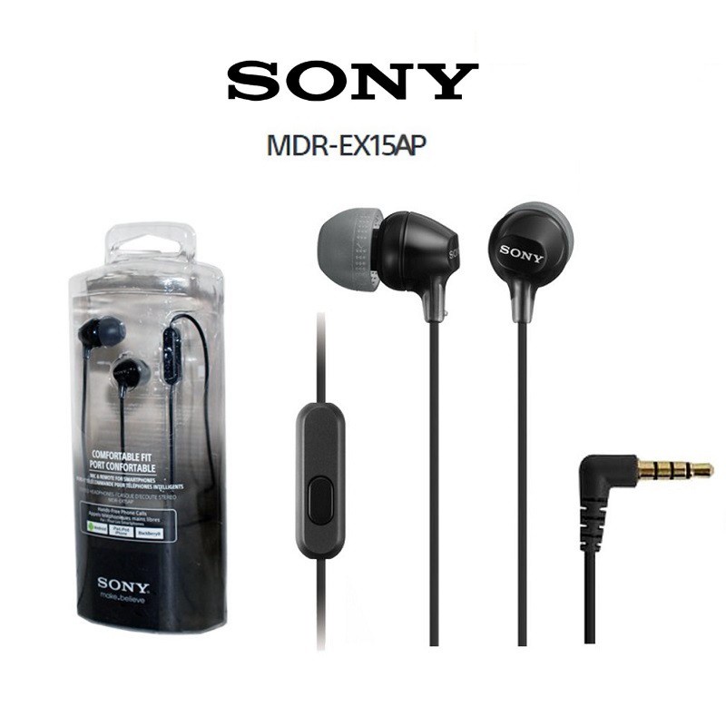 Tai Nghe Nhét Tai SONY MDR-EX15AP Jack 3.5mm Có Micro Âm Thanh Siêu Trầm Điện Thoại