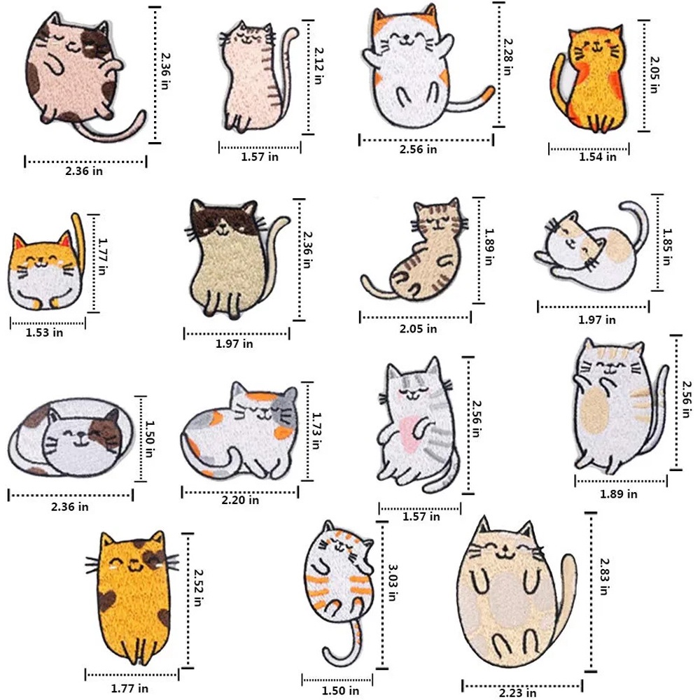 Bộ 15 Miếng Vá Ủi Quần Áo DIY Hình Mèo Dễ Thương