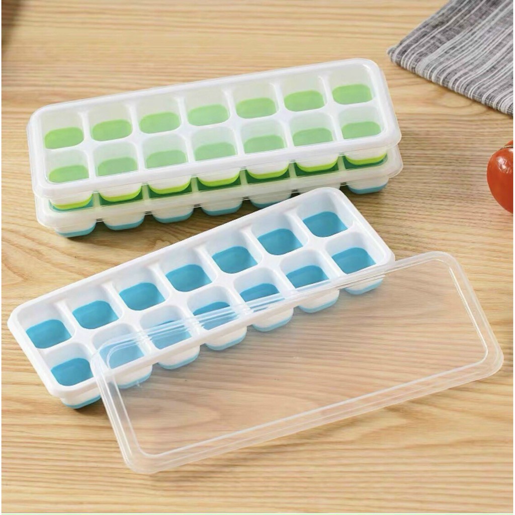 Khay Làm Đá Silicon Có Nắp Đậy 14 Viên Bảo Quản Chống Mùi C034- K2
