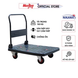 Xe đẩy hàng kéo hàng cao cấp 4 bánh cao su chống ồn gấp gọn Nikawa WFA tải trọng 300kg, 150kg giao hỏa tốc Hà Nội