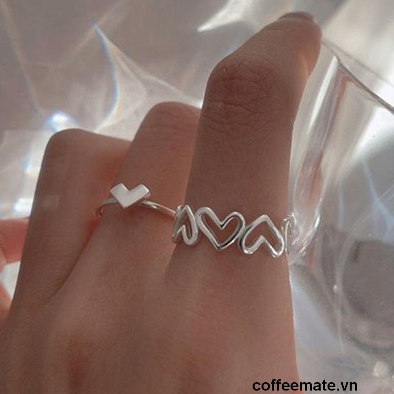 Set 2 Nhẫn Thiết Kế Đơn Giản Thời Trang Tinh Tế Cho Nữ