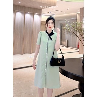 EVEROM - Đầm suông phối cổ lá đen
