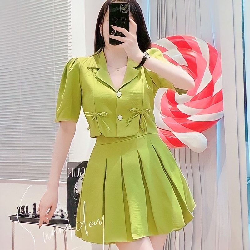 Set vest bộ hai món đính nơ