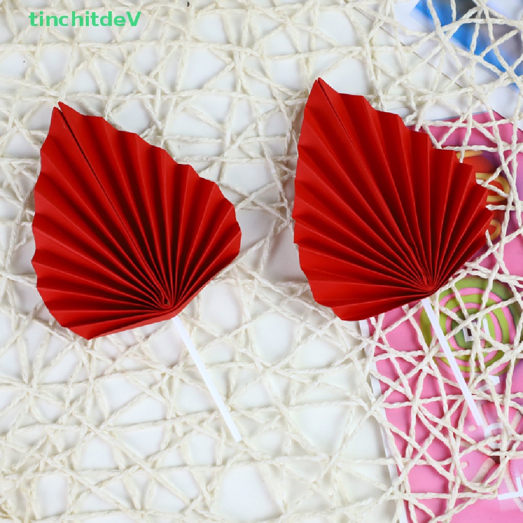 Set 2 Que Cắm Trang Trí Bánh Kem Hình Lá Cọ Bằng Giấy Màu Vàng Dành Cho Tiệc Sinh Nhật [Mới]