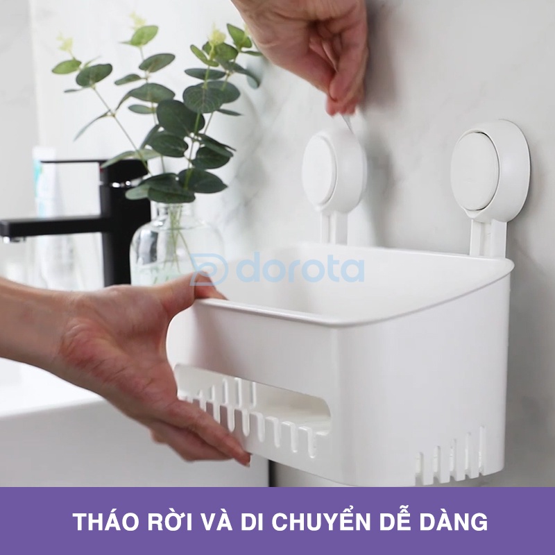 Kệ treo tường không cần khoan cao cấp DOROTA công nghệ hút chân không, đựng đồ nhà tắm decor AW558