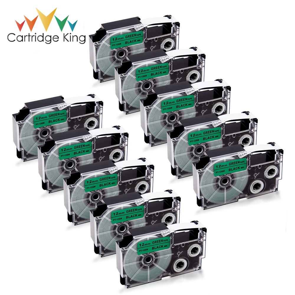 Băng Keo EZ KL 10PK Tương Thích Với Máy In Nhãn CASIO XR-12GN / XR12GN 12mm EZ KL KL KL-120 KL-60 KL-200 KL-100 KL-P1000 KL-3000Kl-70000
