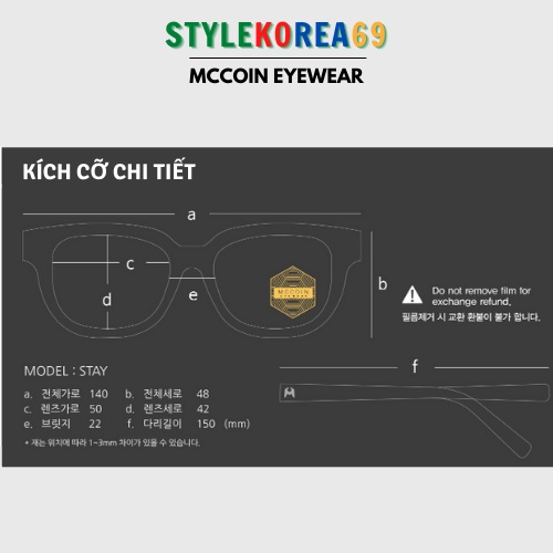Kính Mccoin Stay 02 chống ánh sáng xanh, chống UV mẫu thời trang cá tính hot trend Hàn Quốc