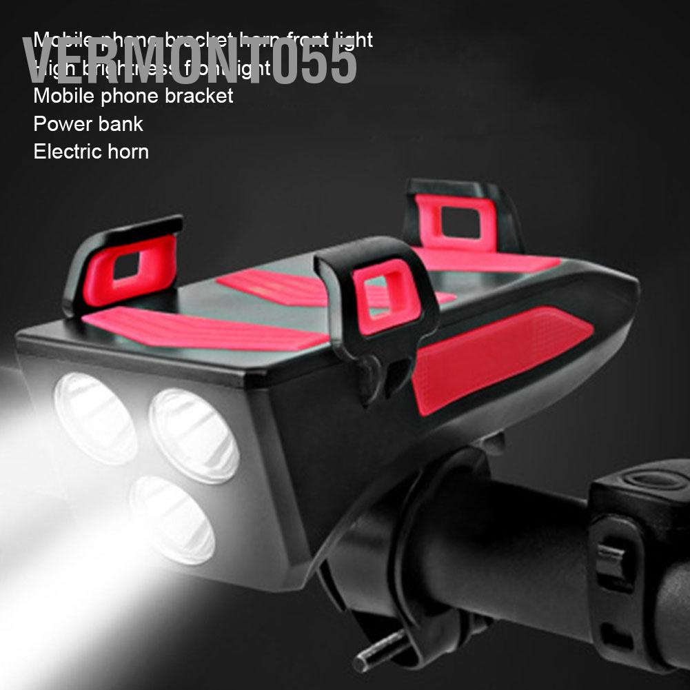 Vermont055 FH‑5501 Giá đỡ điện thoại di động dành cho xe đạp Đèn pha Còi sạc Phụ kiện đi 4 trong 1