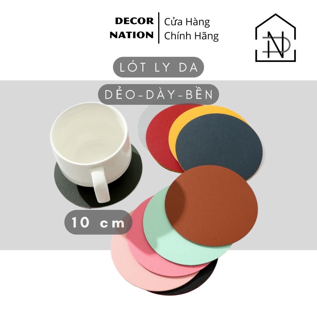 Miếng Lót Ly Tròn Da Cách Nhiệt 2 Mặt 2 Màu Siêu Bền Chống Trượt | Đế Lót Ly Gỗ nhiều hình