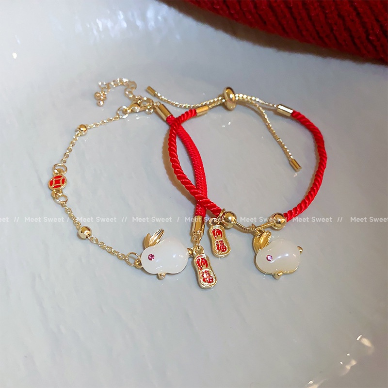 Vòng Tay Dây Đỏ Đính Đồng Xu May Mắn Thời Trang Trung Hoa