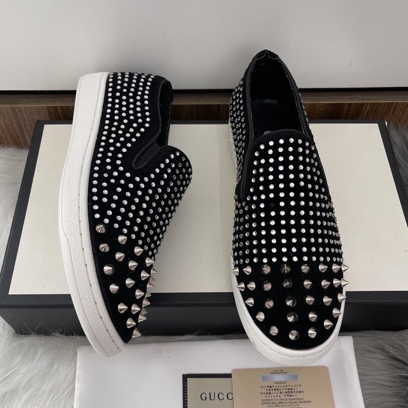 Siêu phẩm giày lười nhũ nam lười đá mũi đinh