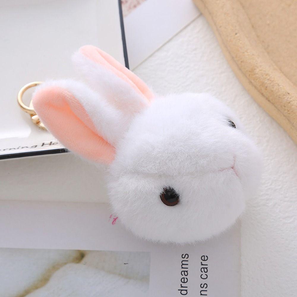 DARNELL Móc Khóa Thỏ Nhồi Bông Màu Trắng Dễ Thương