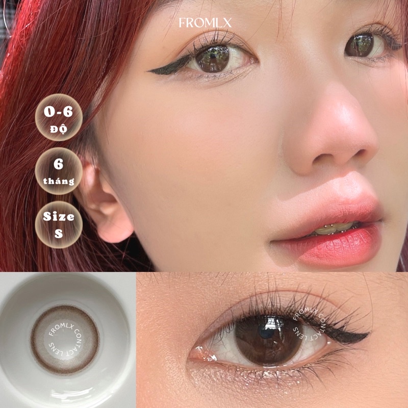 Kính áp tròng màu nâu tự nhiên FROMLX CONTACT LENS phong cách Hàn Quốc không giãn tròng (Độ cận 0-6)