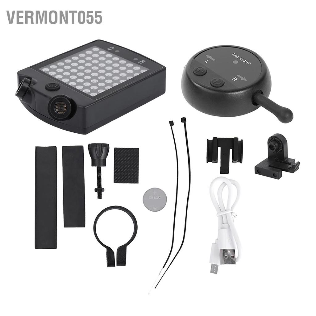 Có thể bán buôn Xe đạp Điều khiển từ xa không dây Phanh tay lái Đèn quay USB hậu Đen Vermont055 Hàng giao ngay