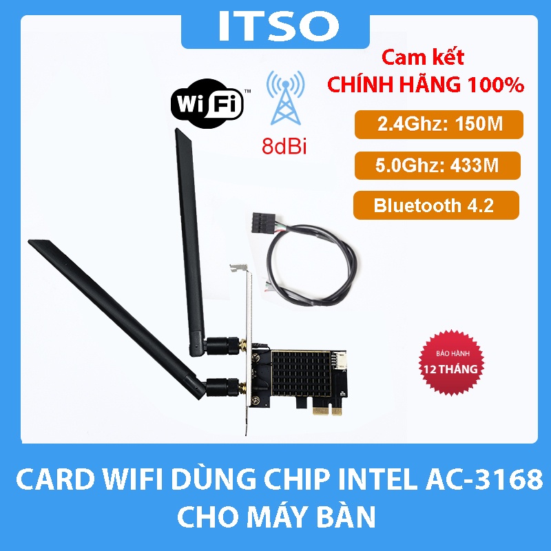 Card WIFI Intel AC 3168 7265 9260 AX200 AX210 có tản nhiệt cho máy bàn | BigBuy360 - bigbuy360.vn